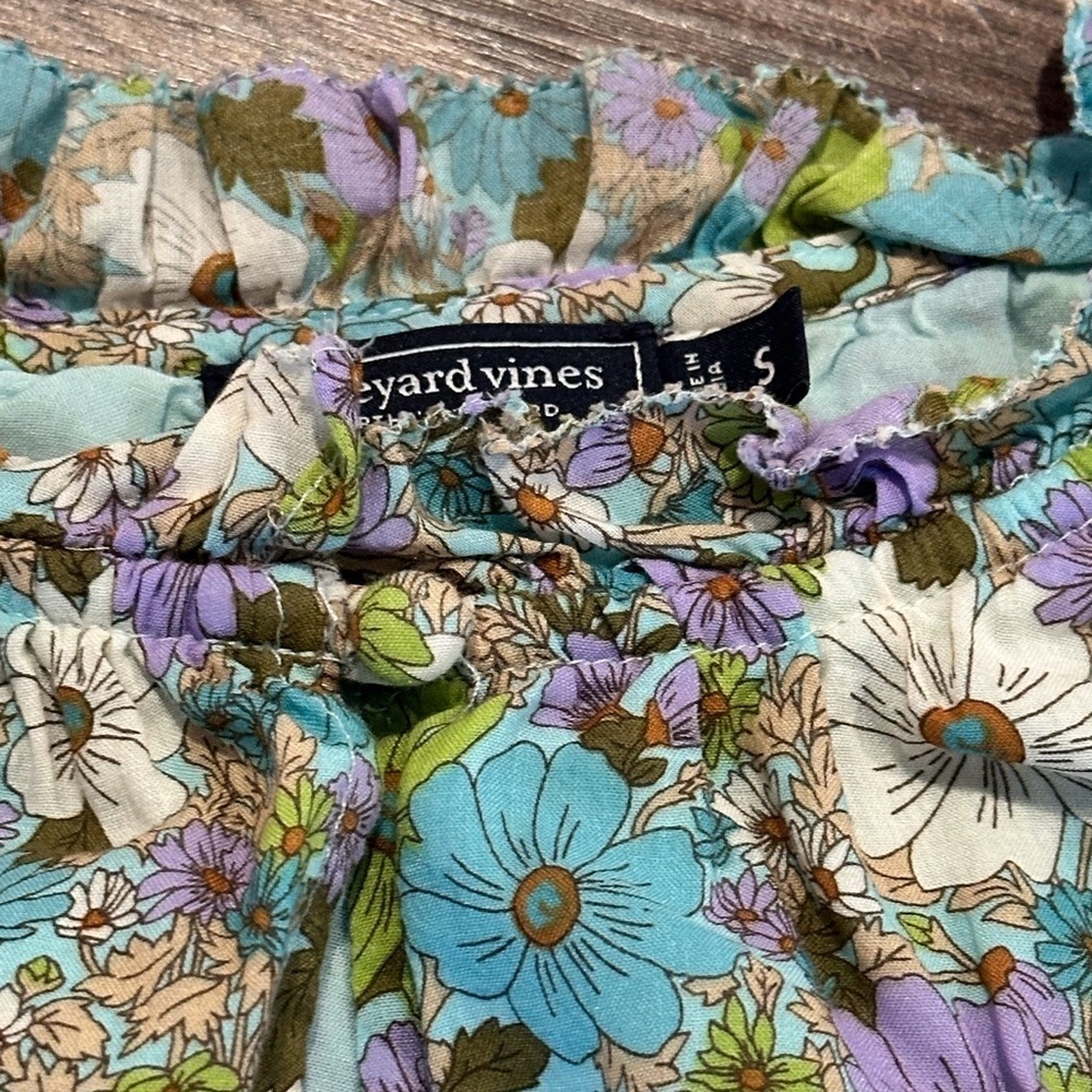 Vineyard Vines Floral Ruffle Tiered Dress in Soleil Ditsy Aqua Size Small - Picture 5 of 10